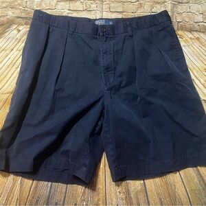 Polo Ralph Lauren Navy Blue Cotton Tyler Pleated Shorts